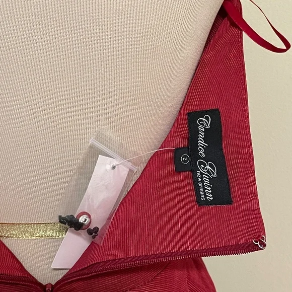 Trashy Diva Lena Ribbed Rayon Crimson siz 02 NWT Black beading halter neck - Picture 7 of 10